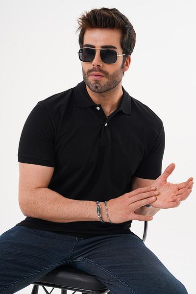 JANSO GROUP - Men's Polo Collar Tshirt Button Detail