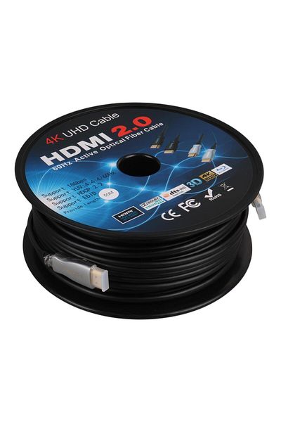 Powermaster PM-32807 كابل صوت وصوت HDMI 2.0 بطول 50 مترًا ثلاثي الأبعاد 4K فائق الدقة (4096x2160@60 هرتز)