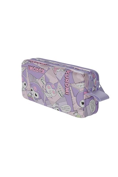 WİGGLE Kuromi Licensed Matte School Pencil Case Double Compartment Children's Cloth Pencil Bag