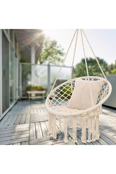 varioshop VarioShop® indoor/outdoor hanging hammock, for terrace, balcony, garden, metal frame