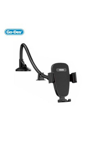 Go-Des GD-HD751 Dual Support Car Holder Can Be Installed On Window Glass And Center Console Black