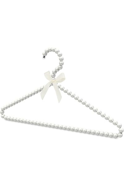 Gerenic Elegant plastic hangers studded with pearl beads for hanging coats, dresses and clothes - 6 pieces