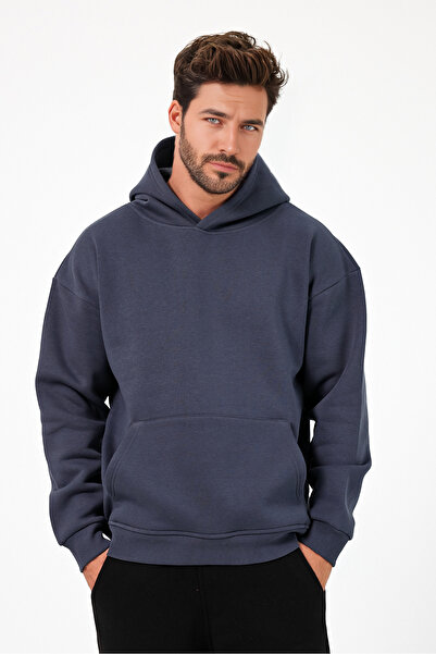 Windy Island Ανδρικό φούτερ oversized 100% βαμβακερό με μαλακή υφή Basic K με κουκούλα