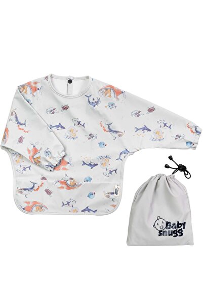 BabySnugg Baveta impermeabila cu maneci lungi BabySnugg, 6-36 luni, Blue Ocean