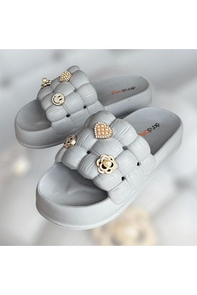 AkınalBella Women's Drawstring Model Beach Pool Daily Soft Soft Sole Slippers