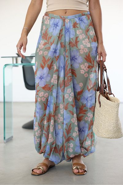 Özge Özgenç Floral Patterned Trousers with Elastic Legs