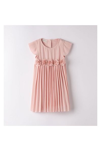 Sarabanda - Elegant dress made of chiffon with floral applications for girls, 0.8273, Peach, 128-140