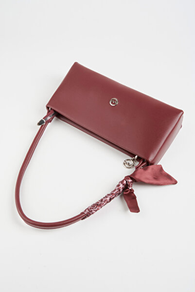 Vivaq Women's Elegant Burgundy Scarf Gift Faux Leather Baguette Zipper Closure Hand and Shoulder Bag