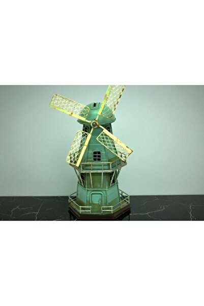 Kuzey Tacı تصميم مطحنة رياح عتيقة على شكل محفظة معدنية للديكور مقاس 28 سم