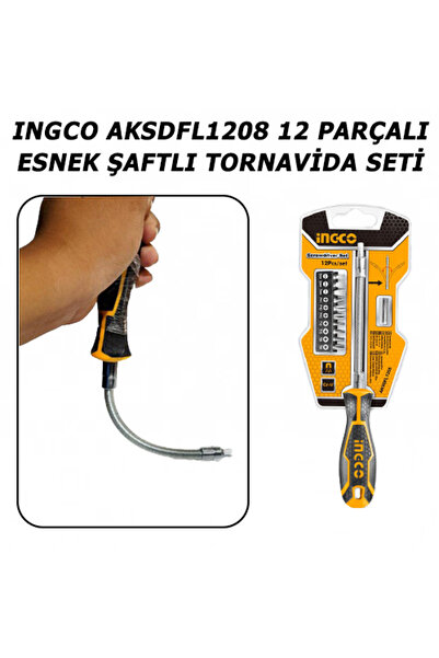 Ingco AKSDFL1208 12 Parçalı Esnek Şaftlı Tornavida Seti