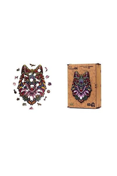 OEM Wooden Puzzle, Wolf Model, A3, Ecological, Brown