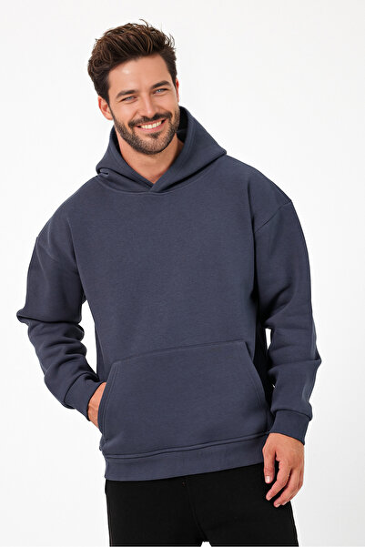 Windy Island Ανδρικό φούτερ oversized 100% βαμβακερό με μαλακή υφή Basic K με κουκούλα