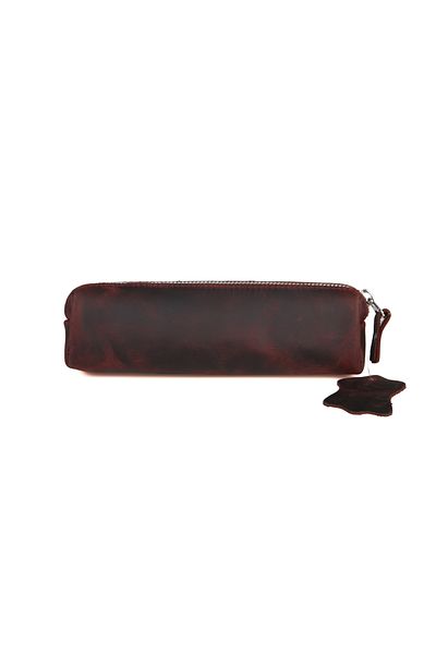 BBACK Trusa pentru creion din piele Crazy cu fermoar 20x5,5x4 Cm Negru Moire Roșu Claret