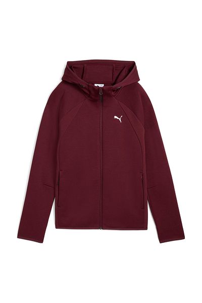 Puma Evostripe Full-Zip Hoodie Burgundy Women's Zippered Sweatshirt