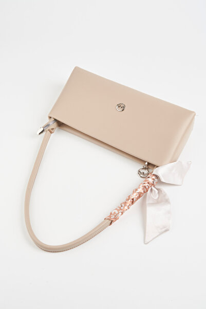 Vivaq Women's Elegant Mink Scarf Gift Faux Leather Baguette Zipper Closure Hand and Arm Bag