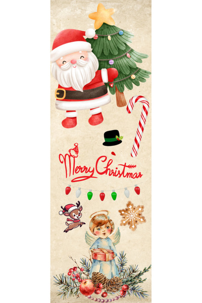 OEM Semn de Carte Craciun, 5x15 cm, 2 bucati, stil clasic Mos Craciun