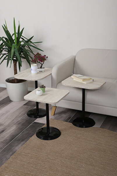 SEHPAM AKILLI Vertino Zigon Sehpa Mdf Tabla Alt Mekanizma Demir Siyah Renk