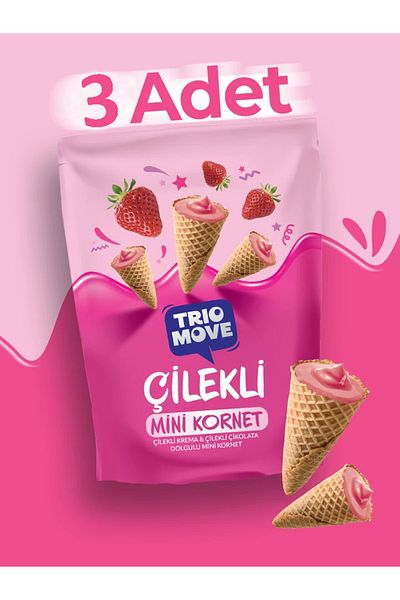 KOST Trio Move Mini Cornet Strawberry 55Gr - 3 Pieces