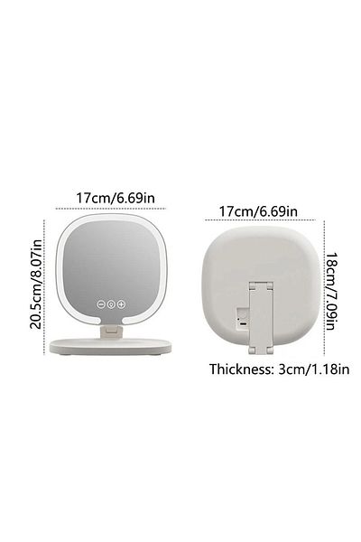 DAR Foldable Cosmetic Mirror with LED Lighting, USB Charging, Compact Design, Adjustable 178-6