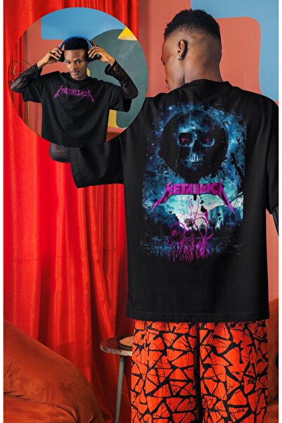 Fuddy Moda Unisex Night Metallica T-shirt με στάμπα στην πλάτη, μπλουζάκι με ...