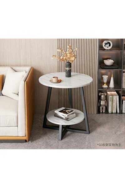 Kardett Coffee table, round table, white, 60x60x55 cm