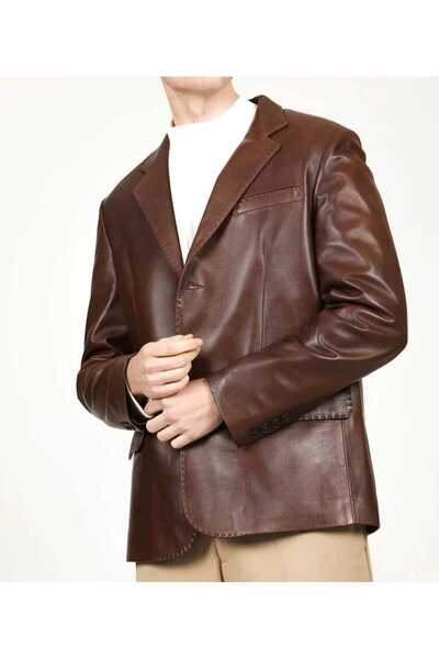 shop Genuine Leather Sports Lambskin Double Breasted Collar Men's Coat