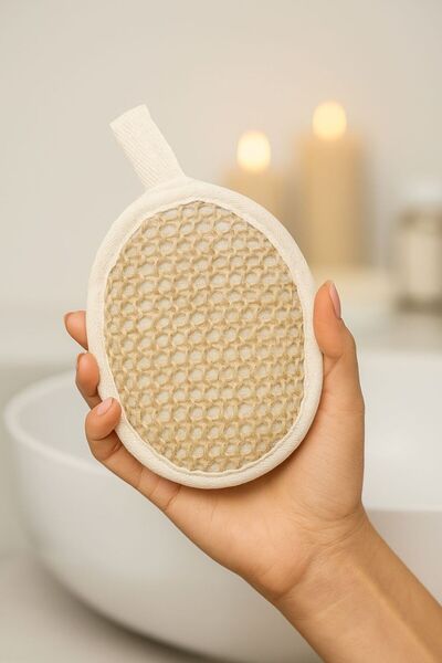 QesQin 100% Natural Knitted Shower Scrub |   Anti-Cellulite and Ingrown |   Peeling Effect Bath Loofah