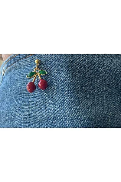 Baykuşca Cherry Earrings, Studded Earrings, Summer Earrings