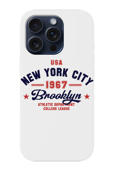 shoptocase iPhone 15 Pro Uyumlu Brooklyn College Desenli İçi Süet Lansman Kor...