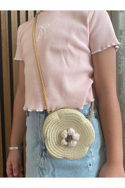 HİMENİSA Flower Patterned Straw Girl's Bag