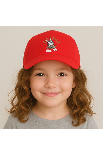sielta Airforce Airplane Printed Red Girl's Sports Hat Cap