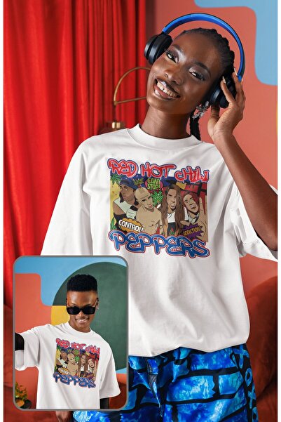 Fuddy Moda Unisex Red Hot Chili Peppers γραπτό μπλουζάκι, μπλουζάκι με στάμπα...