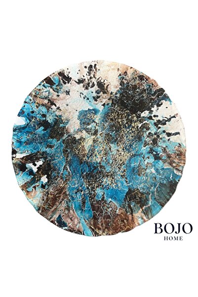 Bojo Home Mavi Cam Dekoratif Tabak | Dekorasyon & Sunum ve Takı Tabağı - 31 CM