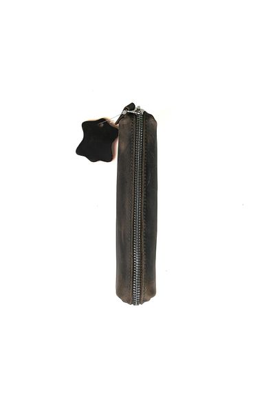 BBACK Crazy Leather Zipper Pencil Case 20X5,5X4 cm Black Moire Khaki
