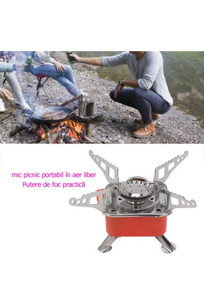 Kardett Arzator camping cu pirostrie, mini aragaz, pliabil 2800W, Rosu