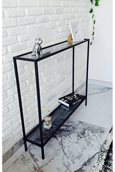 AVİBO HOME Santino Siyah Dresuar Kahve Köşesi Modern Konsol Füme Cam 100*20*85