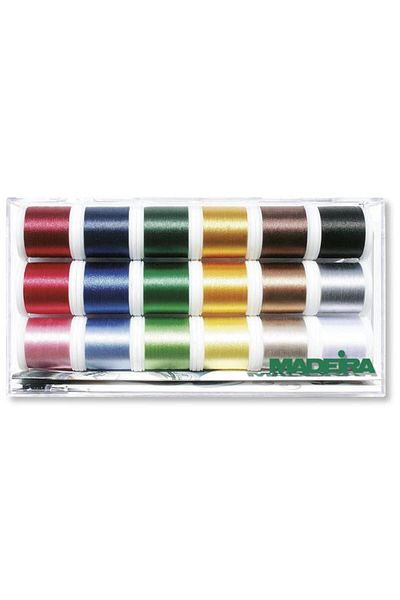 Madeira Set asortat cu ata de brodat 8045, 18 papiote, finete 40, 100% poliester