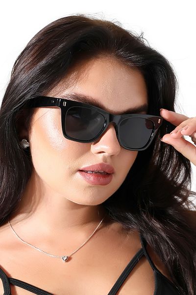 Lozzo Women's Black Square Uv400 Sunglasses 23014 C2