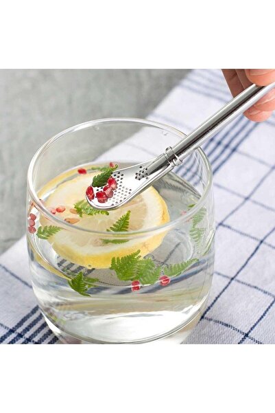 HB LİFE Paslanmaz Süzgeçli Pipetli Kaşık – Çay, Mate ve Kokteyl İçin Pratik Ç...