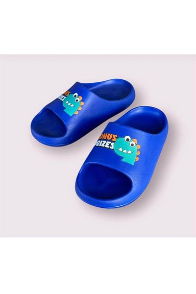 AkınalBella Boy's Blue Printed Dinosaur Slide Slippers