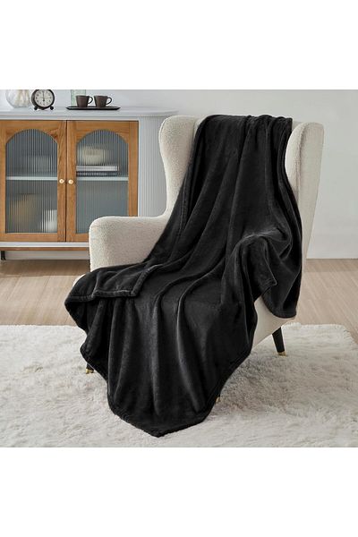 ROSSETTI Double fleece blanket, 200x220 cm, Black