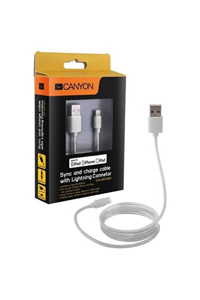 CANYON Cablu de date/încărcare Lightning Canyon, MFI, ultracompact, 1m, alb