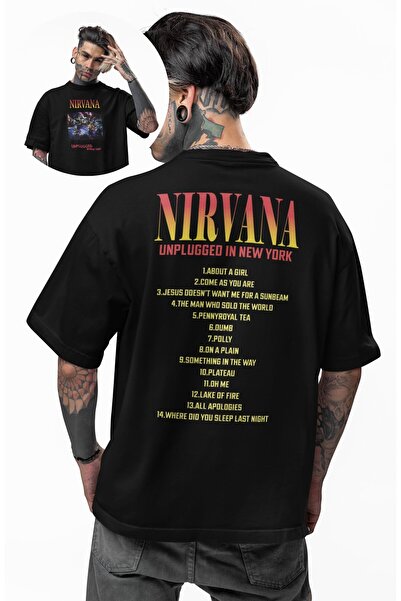 Fuddy Moda Tricou unisex Nirvana Unplugged In New York cu imprimeu pe spate, ...