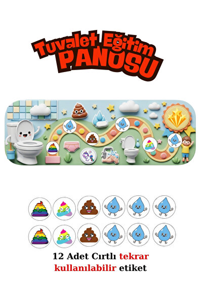 Genel Markalar Eğlenceli Ve Eğitici Tuvalet Eğitimi Sticker Panosu - Cırtlı T...