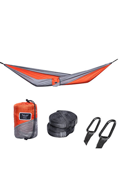 storeful Hamac hikerjoy,270x140cm, curele prindere si carabine incluse, portocaliu cu gri