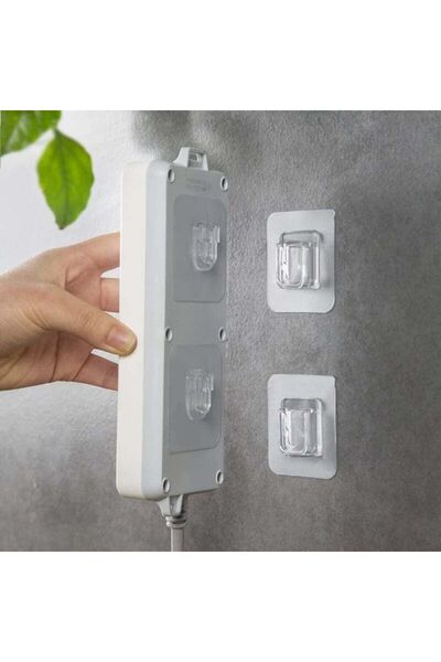 QesQin 10 çift-Çift Taraflı Yapışkanlı Geçmeli Klips –Şeffaf Duvar Askısı, De...