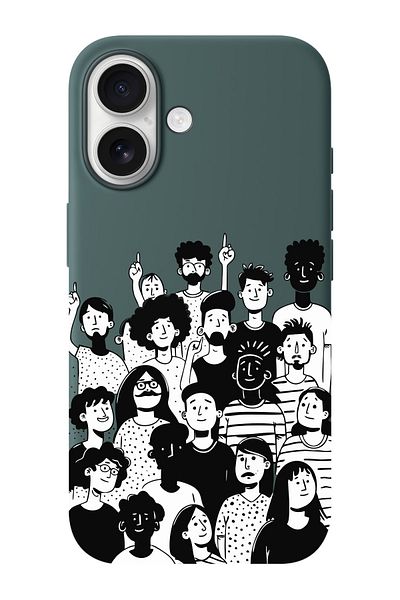 shoptocase iPhone 16 Compatible Community Spirit Patterned Suede Launch Protective Phone Case