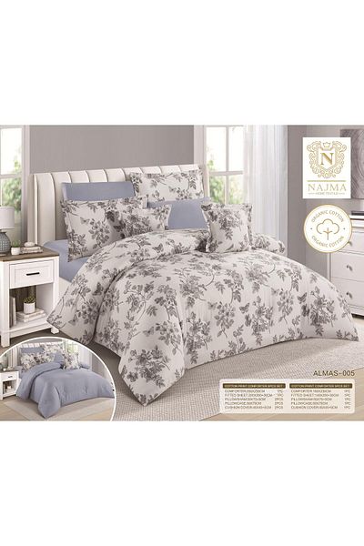 Gerenic 100% cotton double-sided printed bedspread, 8-piece quilt set, size 230 x 250 cm