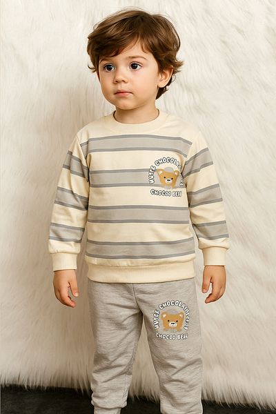 KGN GİYİM Boys' Seasonal Cotton Bottom Top Tracksuit Set