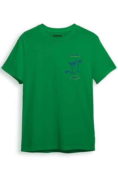 beloved.co One More Round Martini Patterned 100% Cotton Regular Fit Unisex T-Shirt